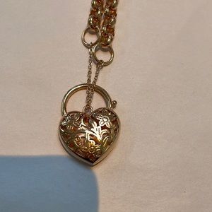 Rose gold colored mixed metal necklace